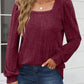 Square Neck Long Sleeve Blouse