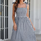 Plaid Frill Trim Tie Shoulder Dress