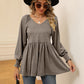 V-Neck Lantern Sleeve Blouse