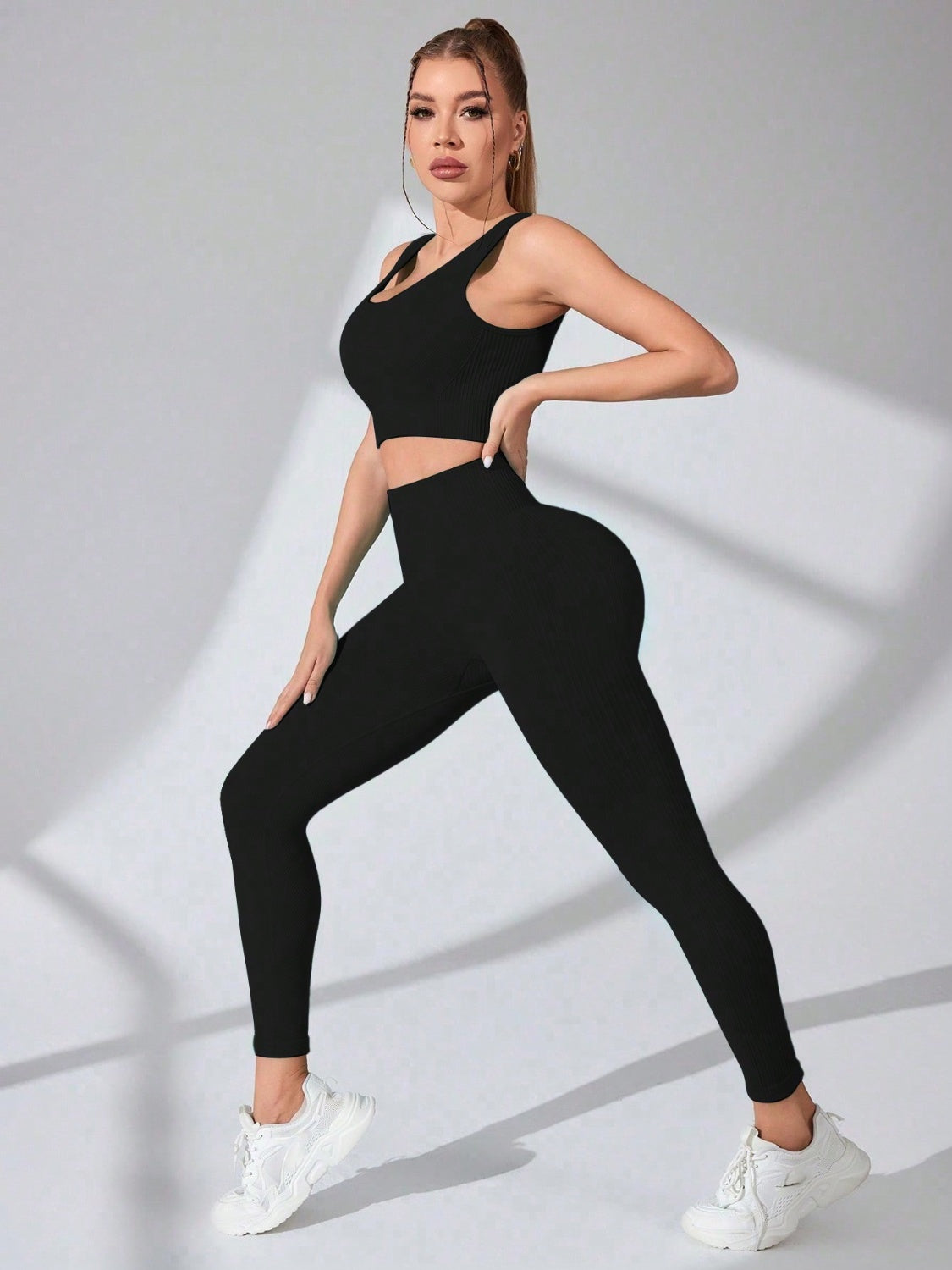 Scoop Neck Wide Strap Top & Pants Active Set