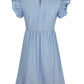 Full Size Ruffled Round Neck Cap Sleeve Denim Dress