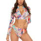 Printed Zip Up Three-Piece Swim Set