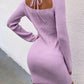 Tie Back Square Neck Long Sleeve Sweater Dress