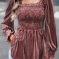 Smocked Ribbed Velvet Babydoll Top