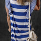 Ruffled Striped Round Neck Cap Sleeve Mini Dress