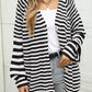 Striped Button Up Long Sleeve Cardigan