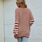 Striped Button Up Long Sleeve Cardigan