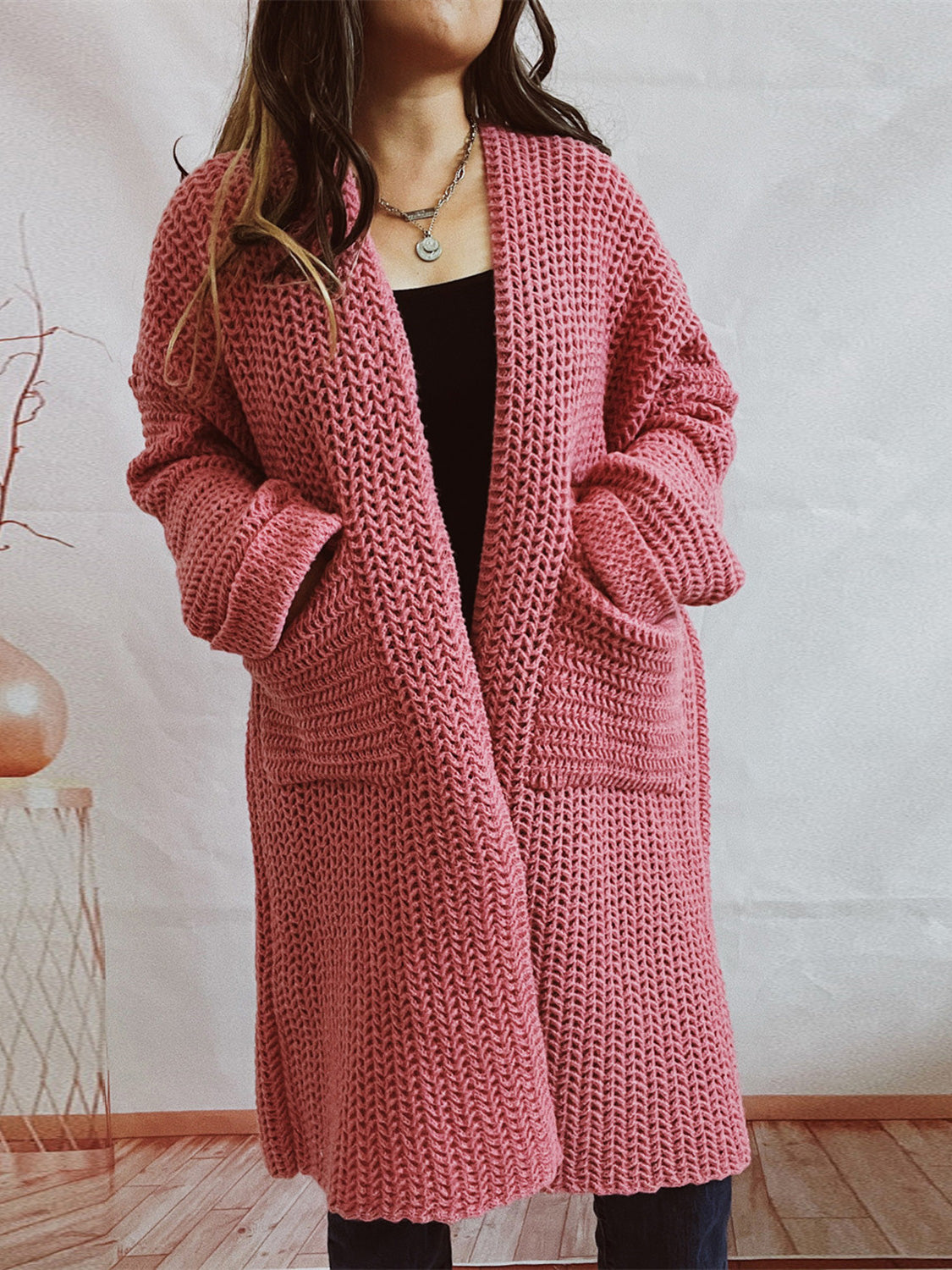 Open Front Cardigan with Pockets