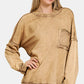 Zenana Exposed Seam Round Neck Dropped Shoulder Sweatshirt