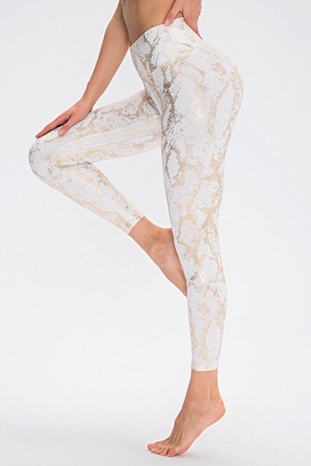 Snakeskin Slim Fit Wide Waistband Long Leggings