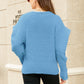 Woven Right Puff Sleeve V-Neck Fuzzy Cardigan