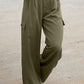 Ruched Wide Leg Pants with Pockets