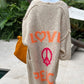 Letter Dropped Shoulder Long Sleeve Cardigan