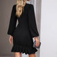 Ruched Ruffled Balloon Sleeve Mini Dress