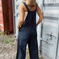 Plaid Wide Strap Wide Leg Overalls