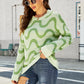 Wave Stripe Ribbed Trim Tunic Sweater