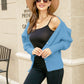 Woven Right Puff Sleeve V-Neck Fuzzy Cardigan