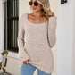 Square Neck Ribbed Long Sleeve T-Shirt