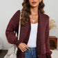 Waffle-knit Pocketed Open Front Cardigan