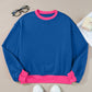 Contrast Round Neck Long Sleeve Sweatshirt