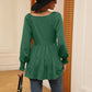 V-Neck Lantern Sleeve Blouse