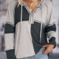 Multicolor Colorblock Ribbed Henley Hoodie