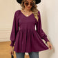 V-Neck Lantern Sleeve Blouse