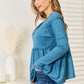 Jade By Jane Full Size Frill Trim Babydoll Blouse