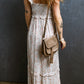 Ruffled Smocked Printed Sleeveless Maxi Dress