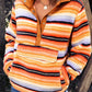 Contrast Striped Half Snap Long Sleeve Sweatshirt