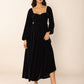 Sweetheart Neck Long Sleeve Midi Dress