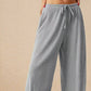 Ribbed Drawstring Wide Leg Pants