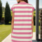 Striped Round Neck Cap Sleeve Mini Dress