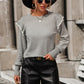 Round Neck Ruffle Trim Long Sleeve Pullover Sweater