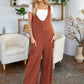 Double Take Full Size Sleeveless Wide Leg Jumpsuit with Pockets