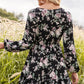 Floral Lace Trim Long Sleeve Dress