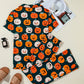 Pumpkin Printed Short Sleeve Top and Pants Pajama Set