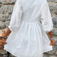 Lace Detail Half Button Three-Quarter Sleeve Dress