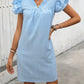 Ruffled Notched Cap Sleeve Mini Dress