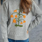 Plant Round Neck Long Sleeve Sweater