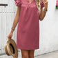 Ruffled Notched Cap Sleeve Mini Dress