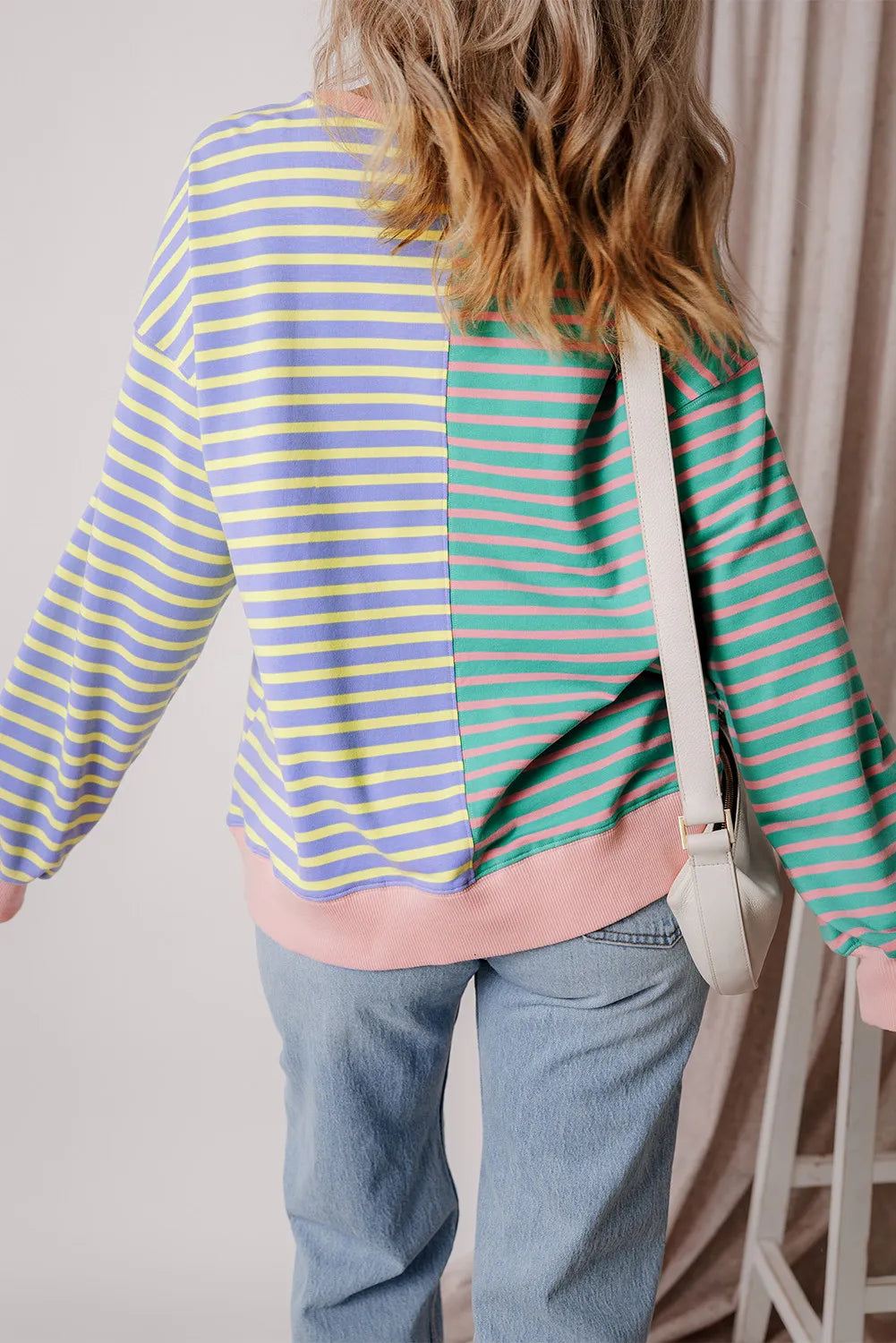 Contrast Striped Long Sleeve Sweatshirt