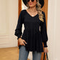 V-Neck Lantern Sleeve Blouse