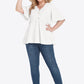 Plus Size Buttoned V-Neck Frill Trim Babydoll Blouse