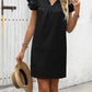 Ruffled Notched Cap Sleeve Mini Dress