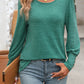 Decorative Button Round Neck Long Sleeve T-Shirt