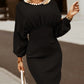 Round Neck Lantern Sleeve Dress