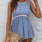 Striped Lace Trim Round Neck Tank