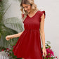 Swiss Dot Ruffled V-Neck Dress