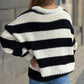 Contrast Striped Round Neck Long Sleeve Sweater